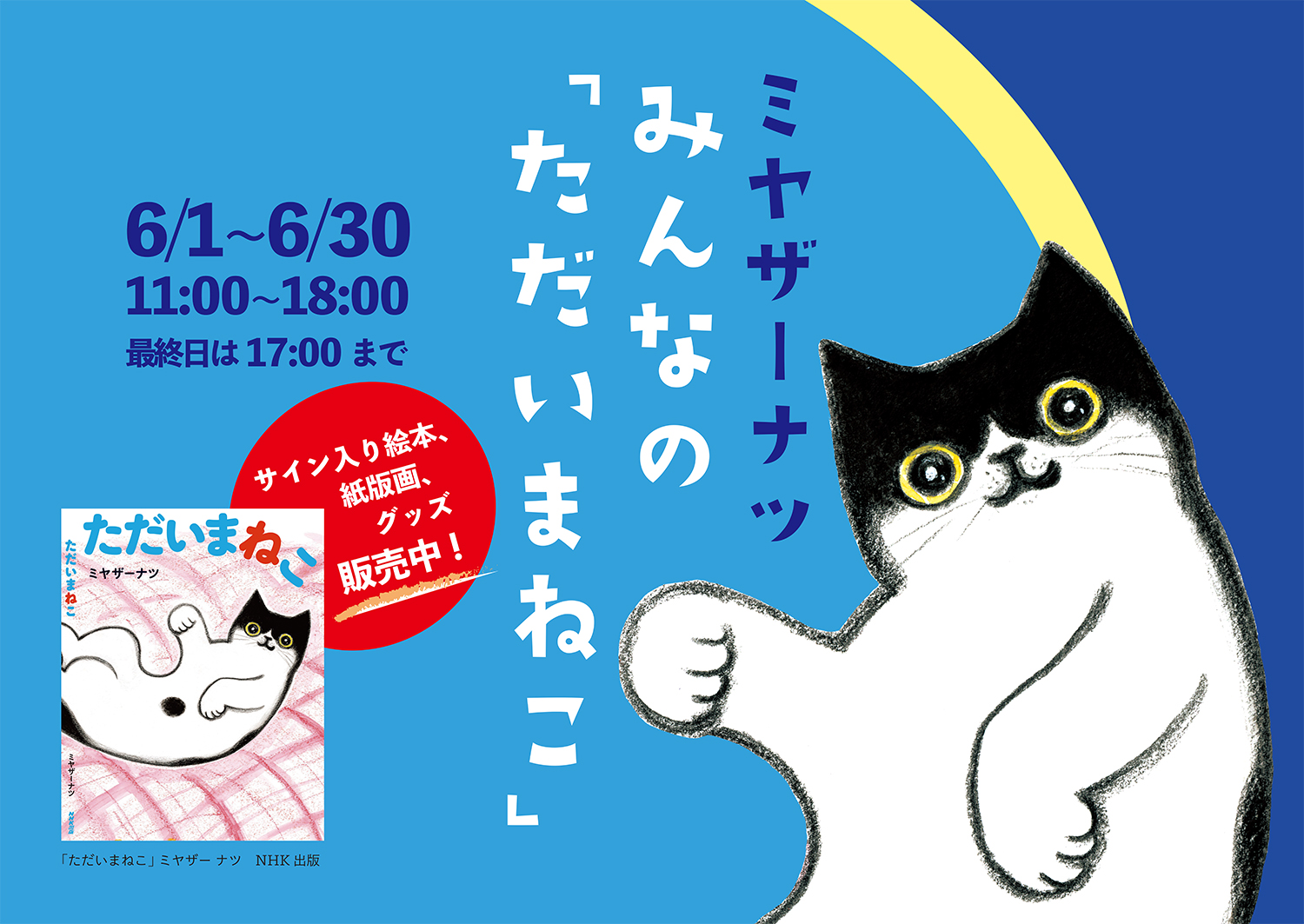 ミニマンスリーギャラリー6月　ミヤザーナツ　みんなの「ただいまねこ」