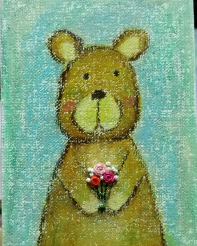 [こまどり]　Fabric Art &クレパス画 『有川裕美　展』